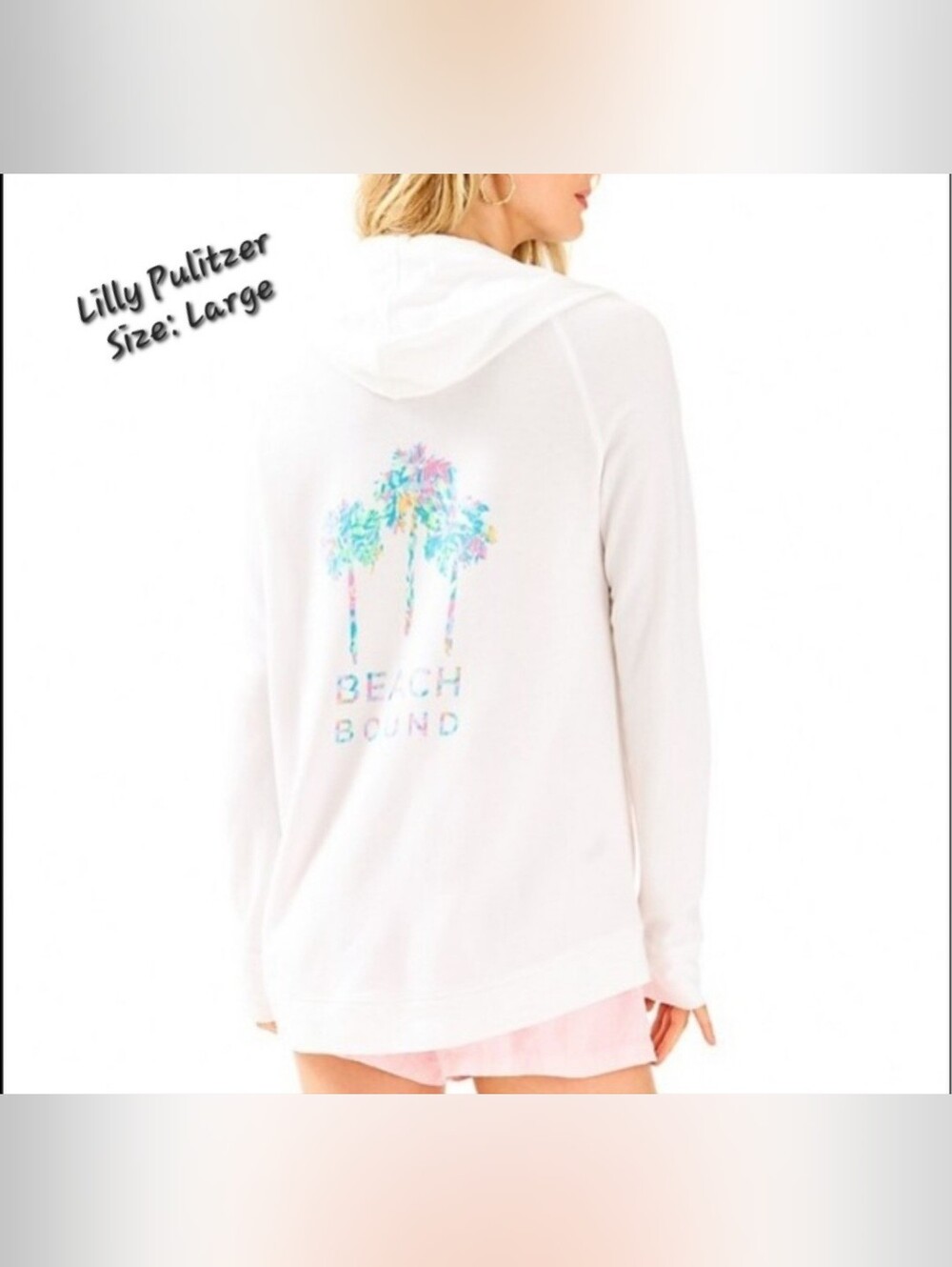Lilly Pulitzer UPF 50+Mooring Beach Bound Full Zip Hoodie Size Large